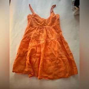 Orange olivaceous mini dress
